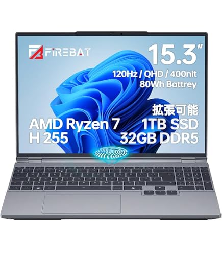 Amazon.co.jp: 15.6インチゲーミングノートパソコン、AMD Ryzen 7